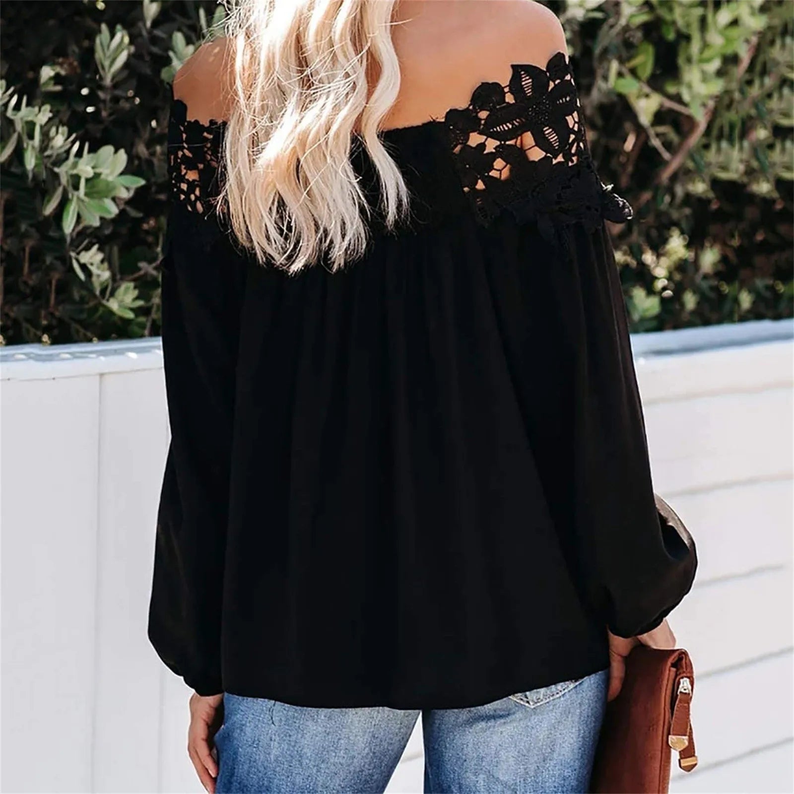 Stylish Women Blouse Off Shoulder Blouse Shirt Short Sleeve Casual Tops Strapless Pure Color Bell Puff Sleeve Tops 2021 New