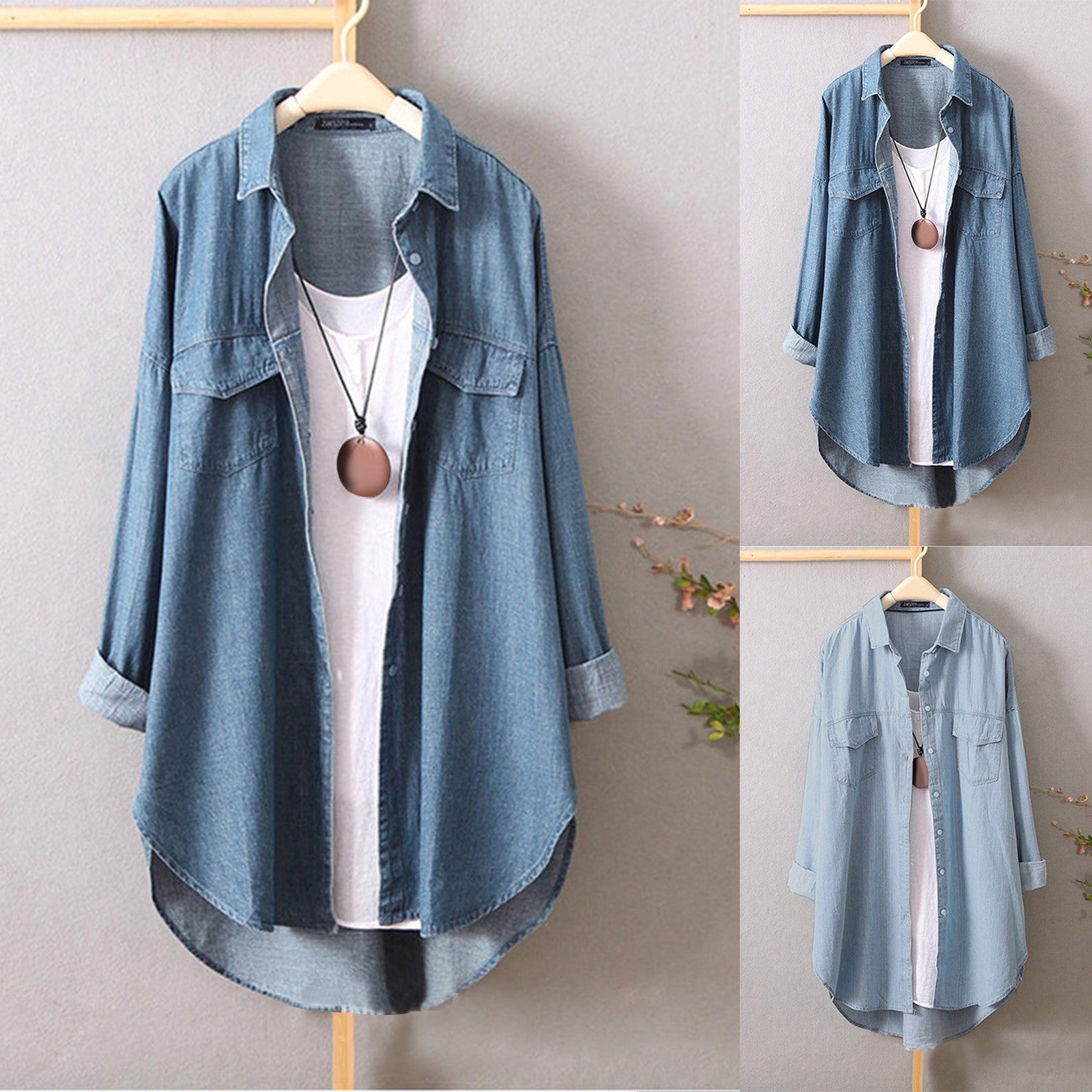 Plus Size Women Shirt Solid Color Single Breasted Long Sleeve Summer Lapel Buttons Shirts Ladies Blouse Commuter Blusa 2023